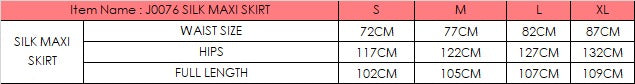 Size chart for Silk Maxi Skirt - Off White