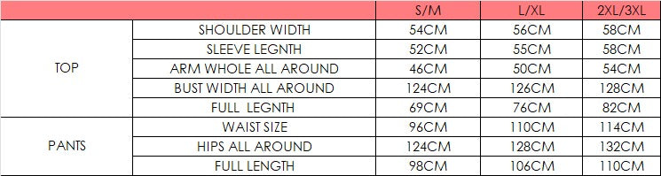 Size chart for Cendrella Set - White/Black