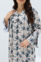 Ready - L110 Palm Beige Pleats Jalabiya