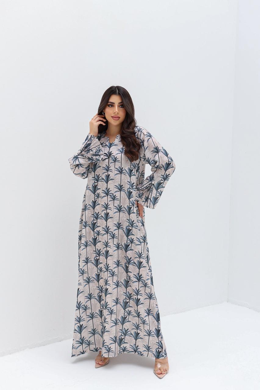 Ready - L110 Palm Beige Pleats Jalabiya