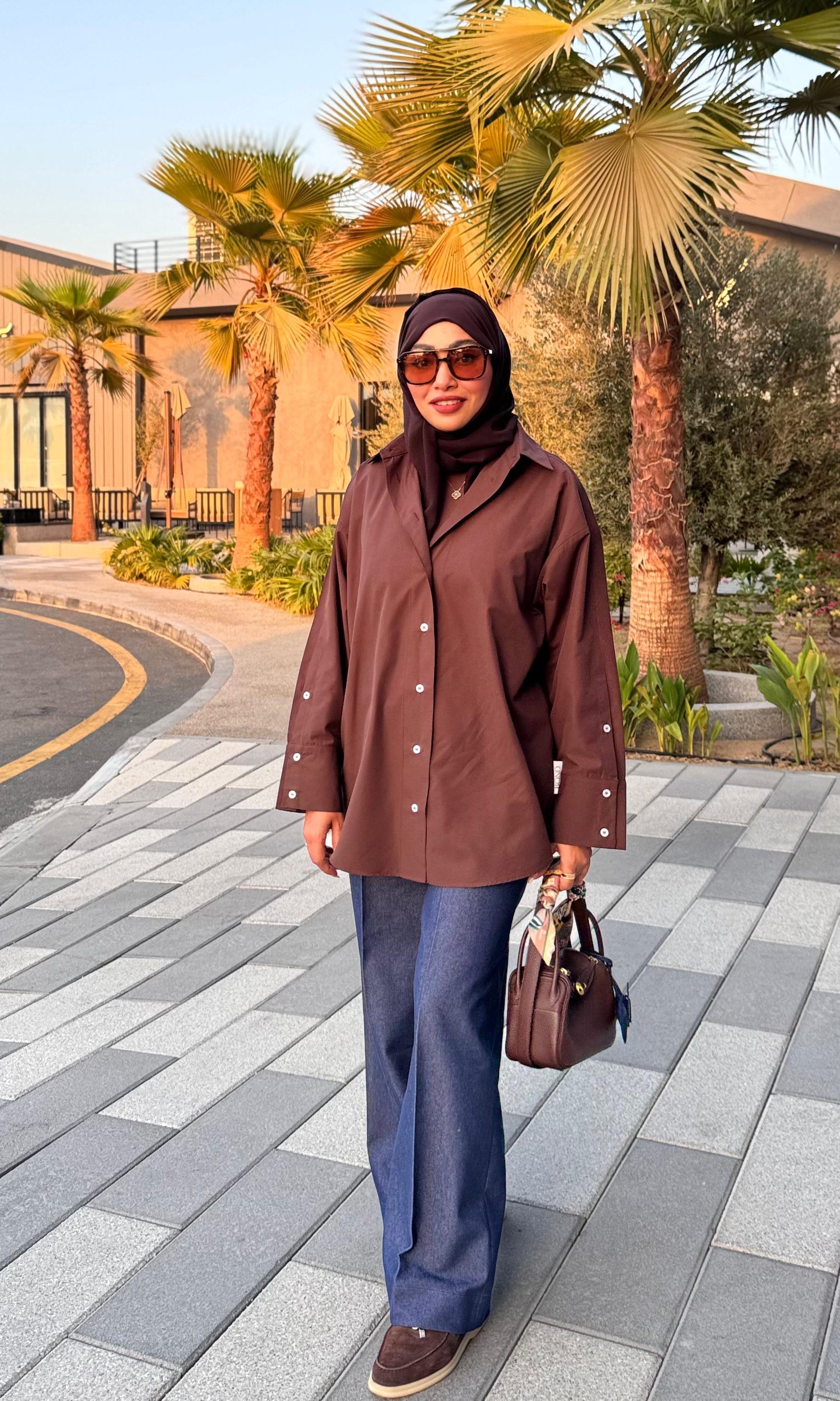 Oversized Poplin Shirt - Brown