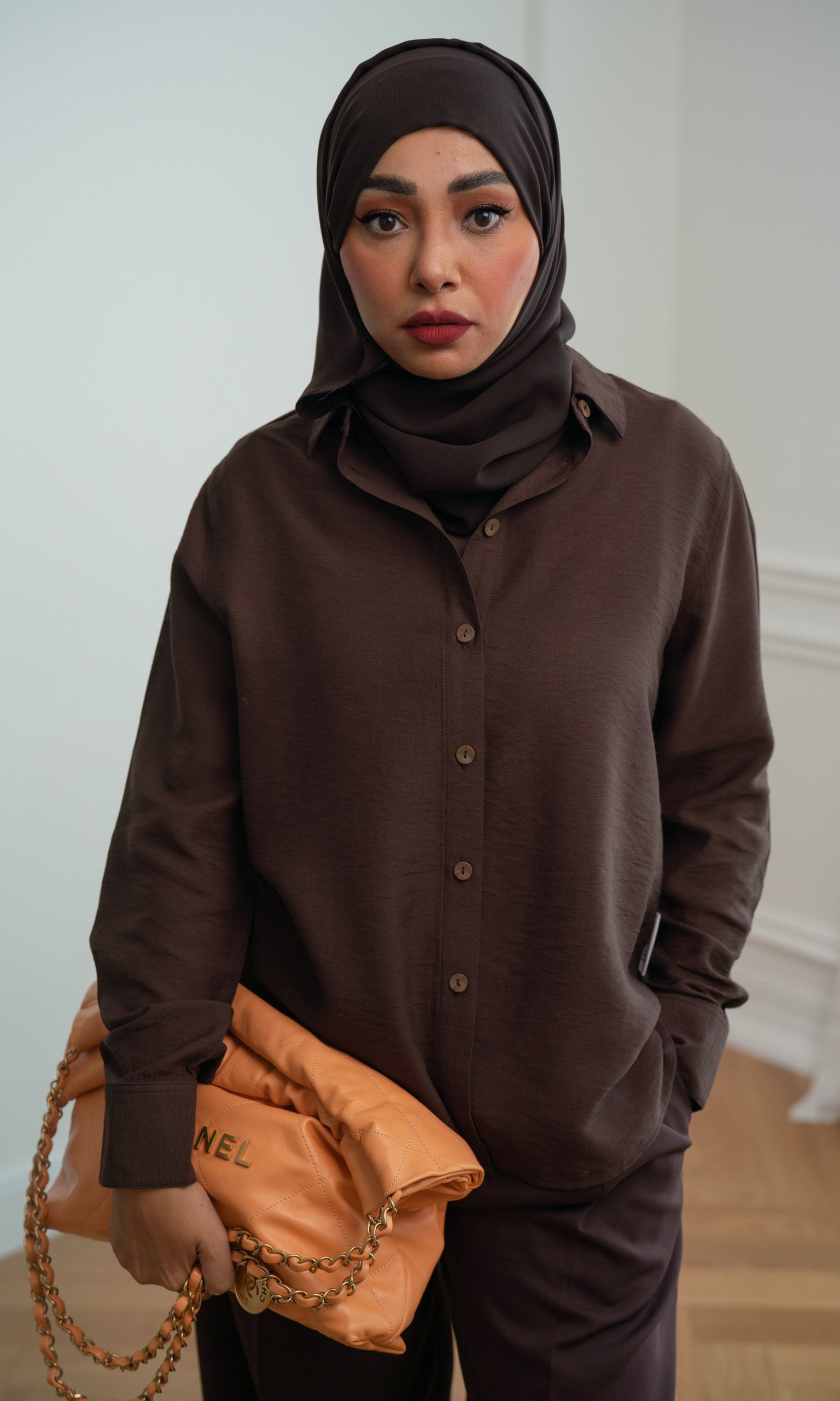 Chocolate Brown Crispo Straight Shirt