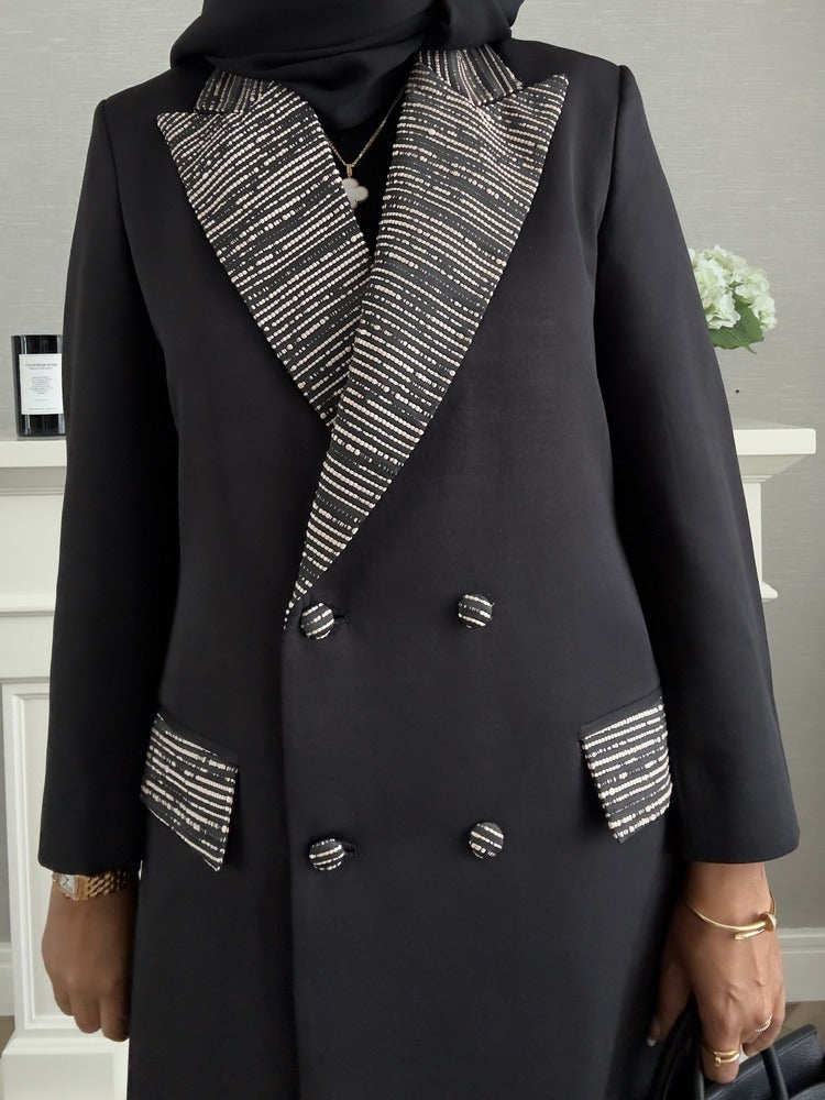 Blazer #3 Abaya - Black with Stripes