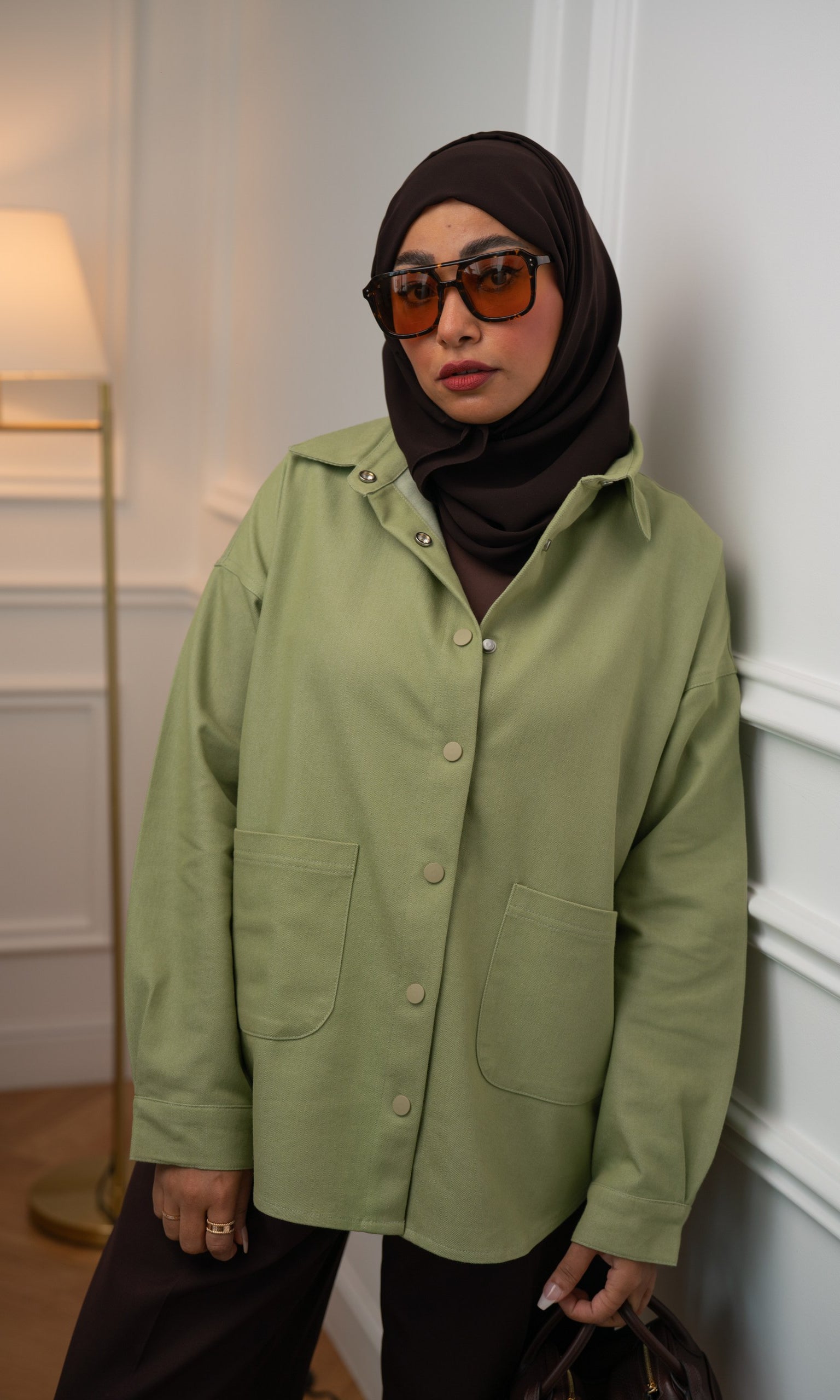 Sage Green Denim Shirt Jacket