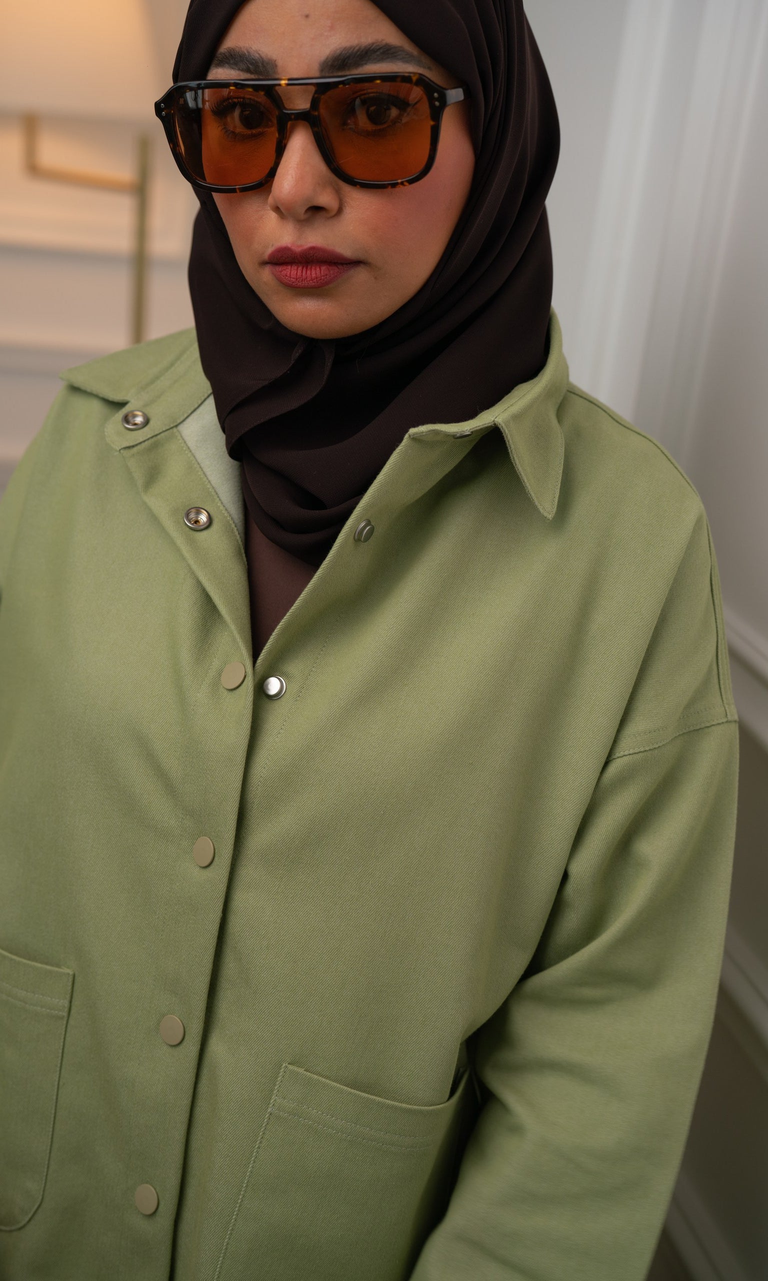 Sage Green Denim Shirt Jacket