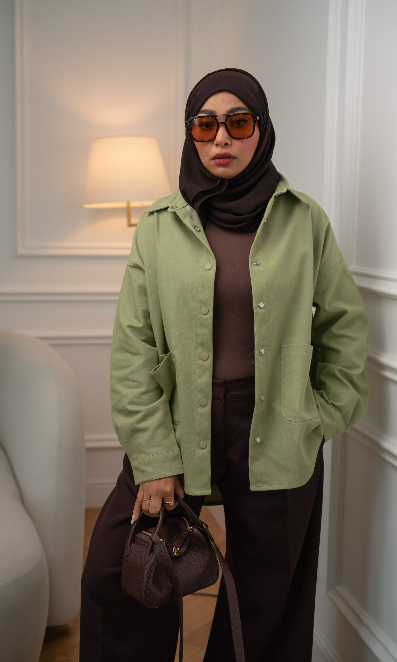 Sage Green Denim Shirt Jacket