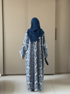 Customized Embroidered Denim Abaya – Blue