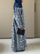 Customized Embroidered Denim Abaya – Blue