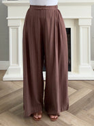 Linen Stripes Pants - Brown