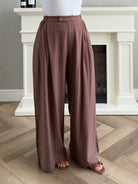 Linen Stripes Pants - Brown