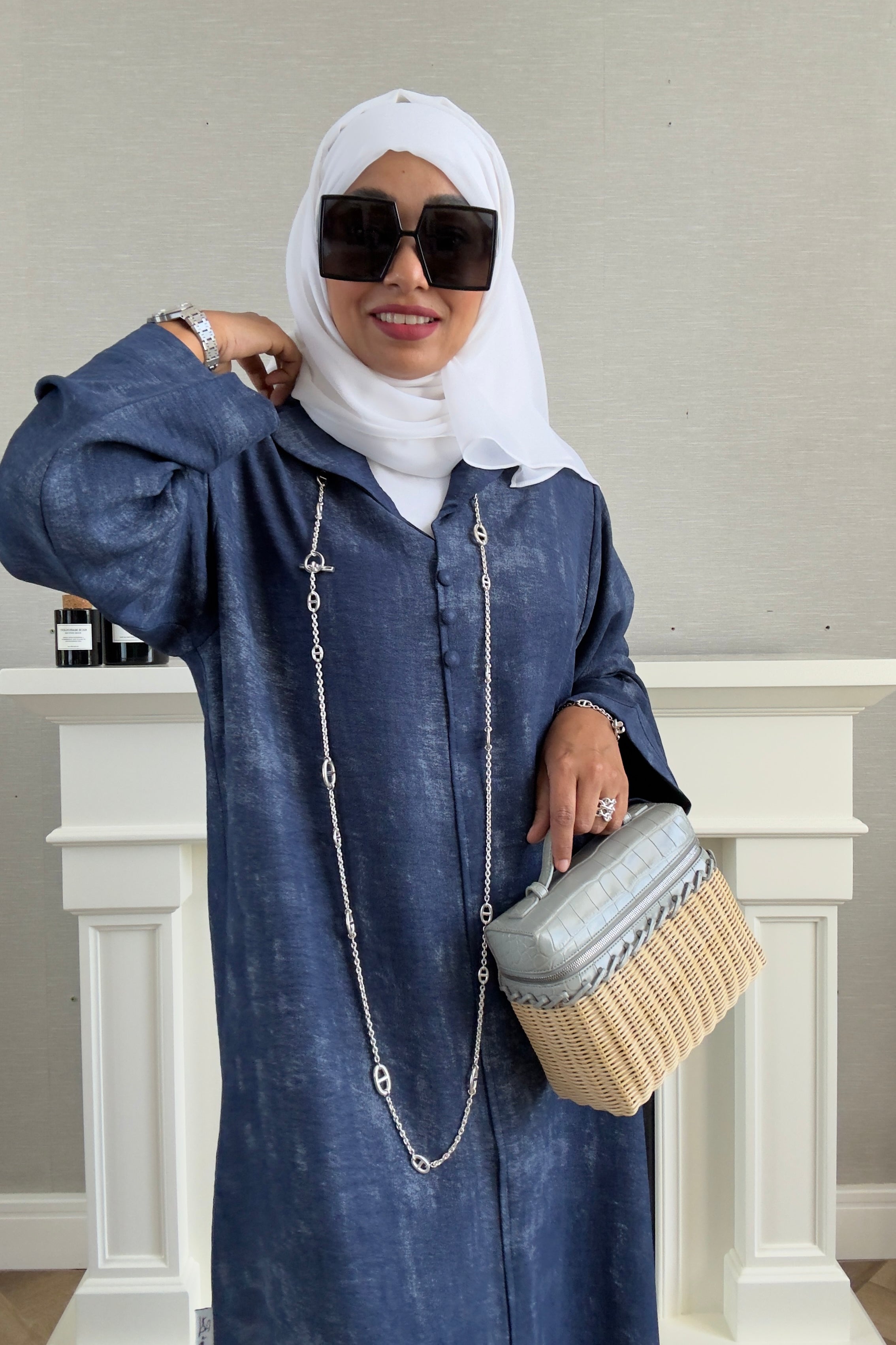 Laila Dress with Belt - Navy Blue