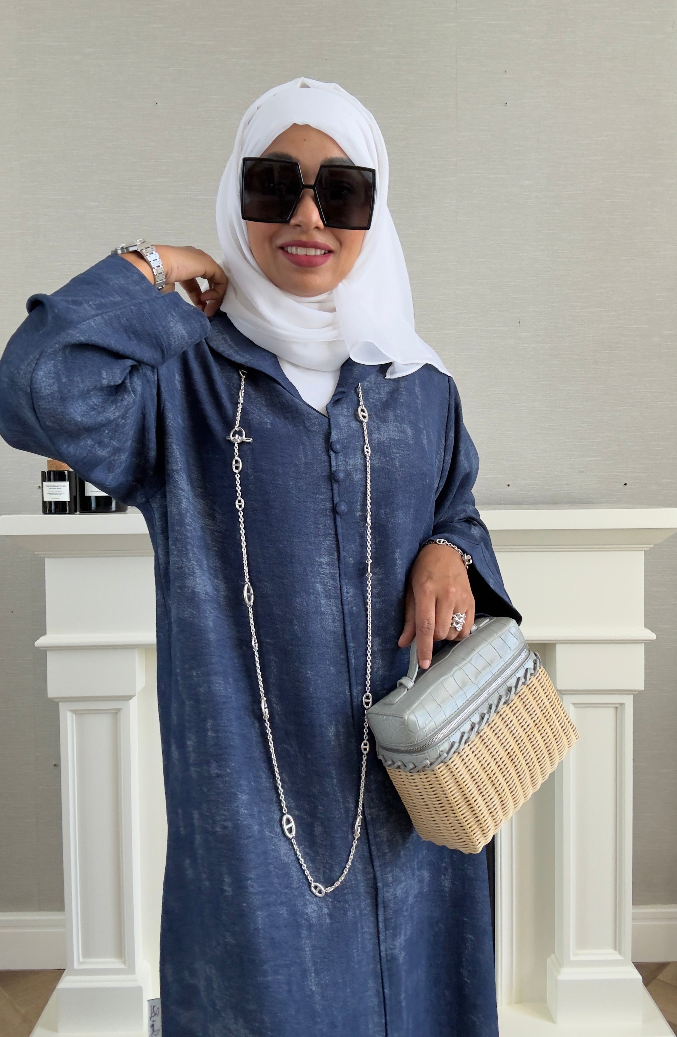 Laila Dress with Belt - Navy Blue