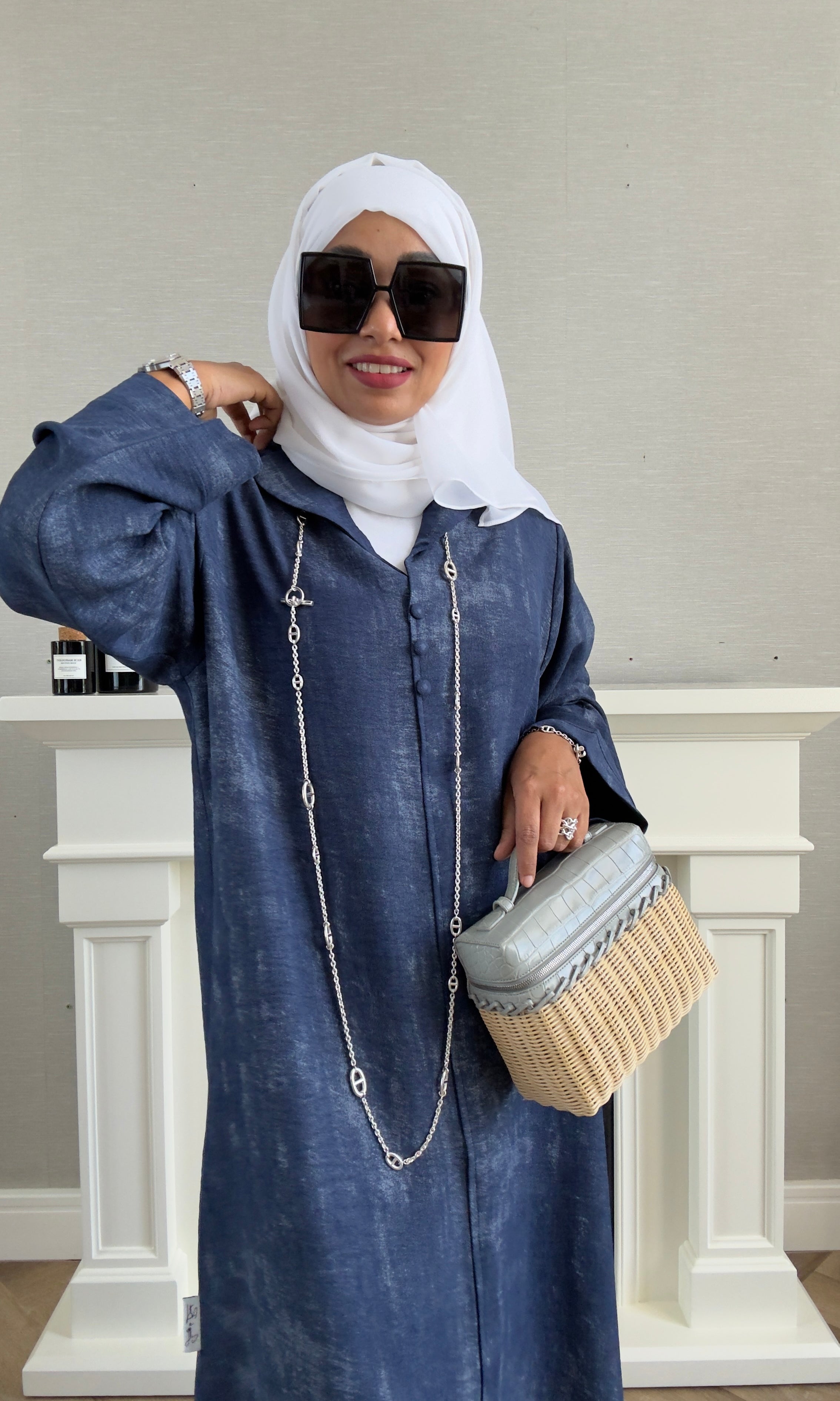 Laila Dress with Belt - Navy Blue