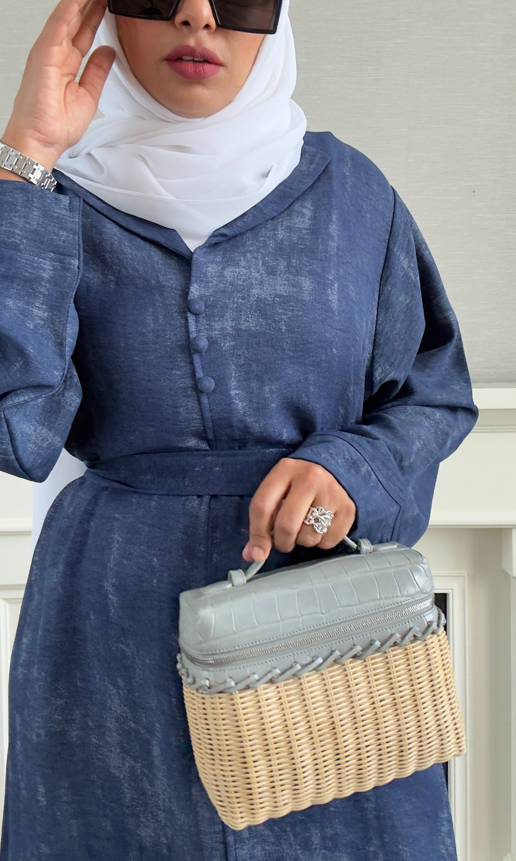 Laila Dress with Belt - Navy Blue