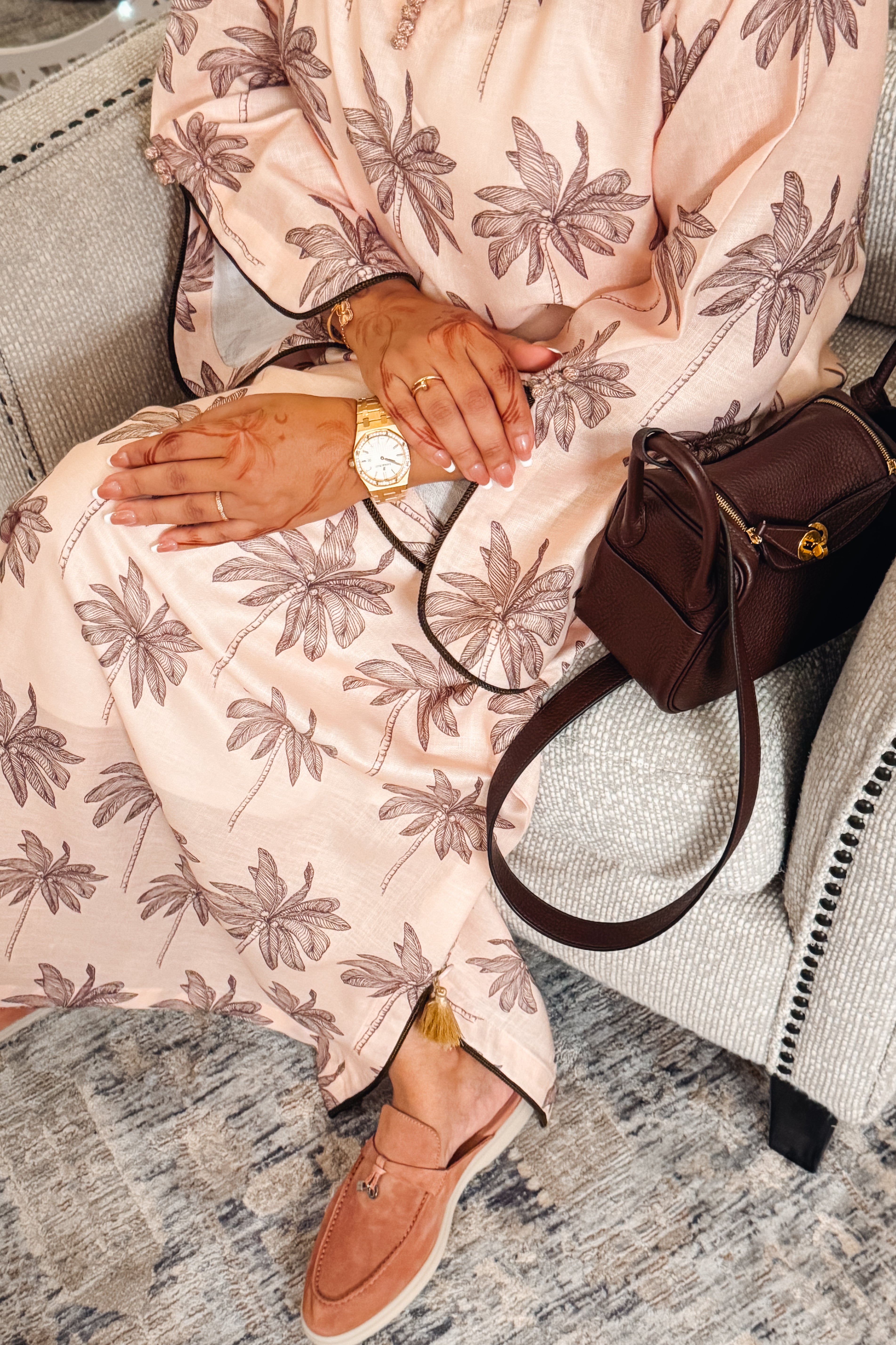 Ready - L82 Pink Brown Palm Jalabiya