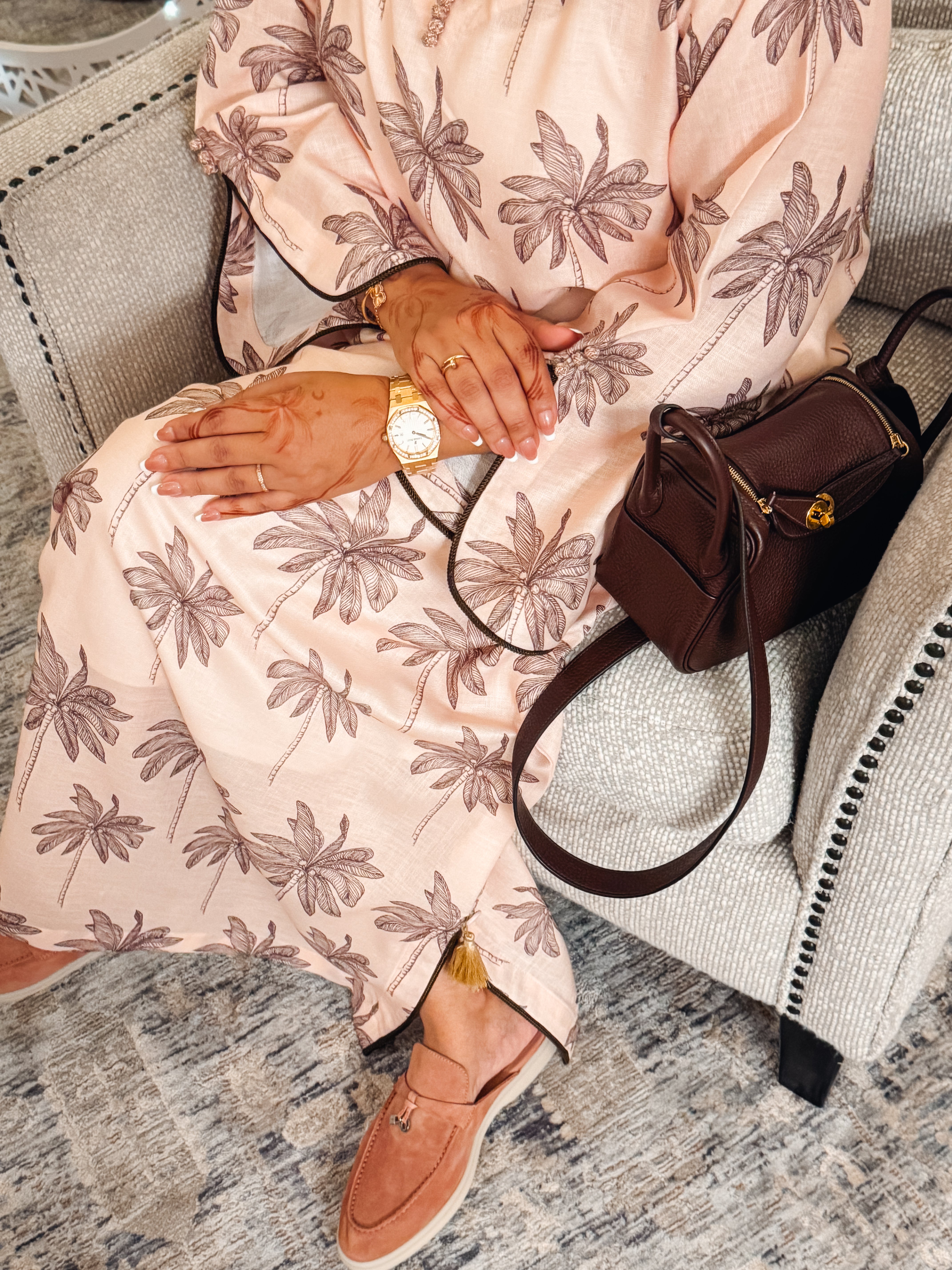 Ready - L82 Pink Brown Palm Jalabiya