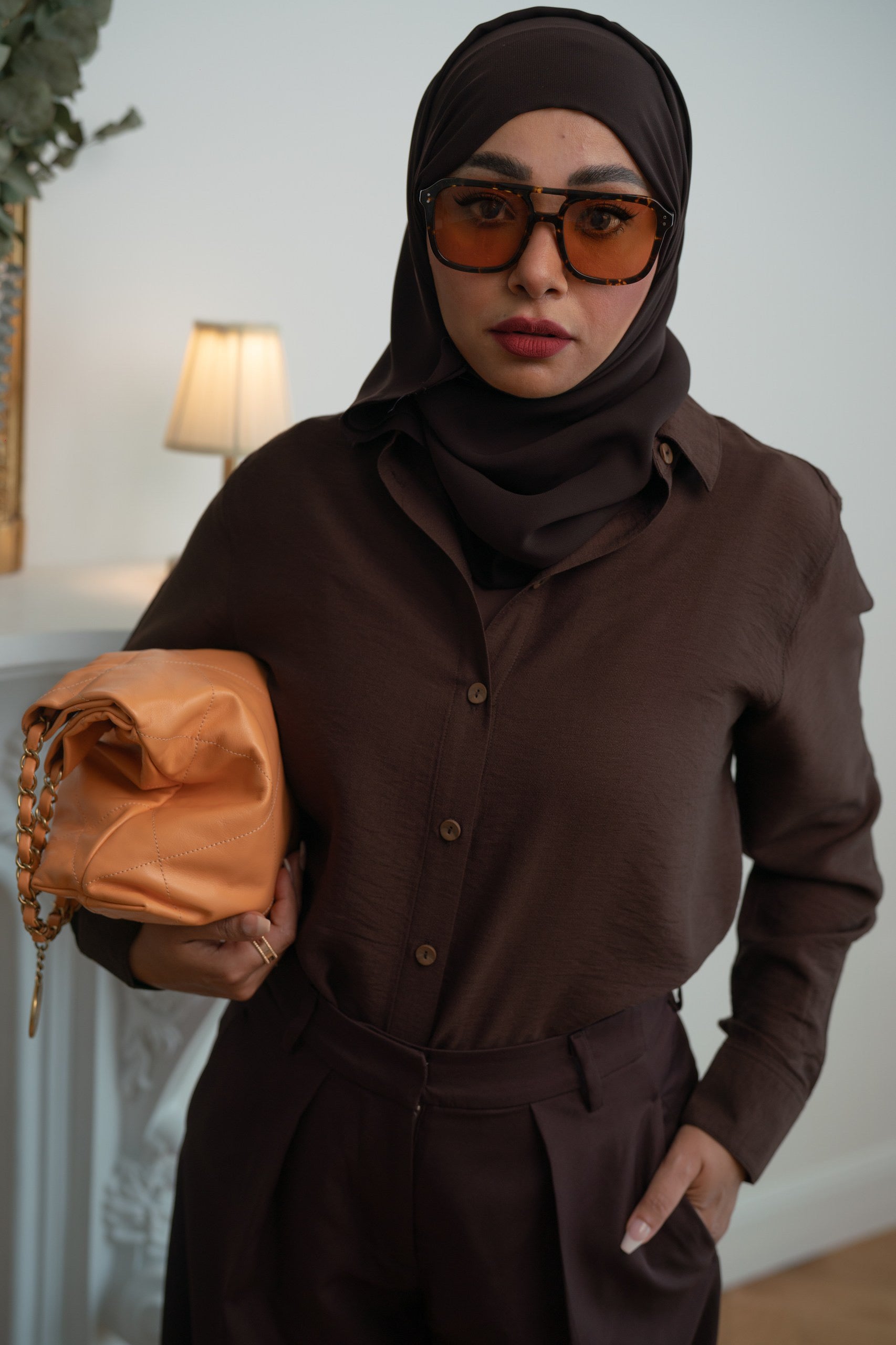 Double pleats trousers - Dark Brown