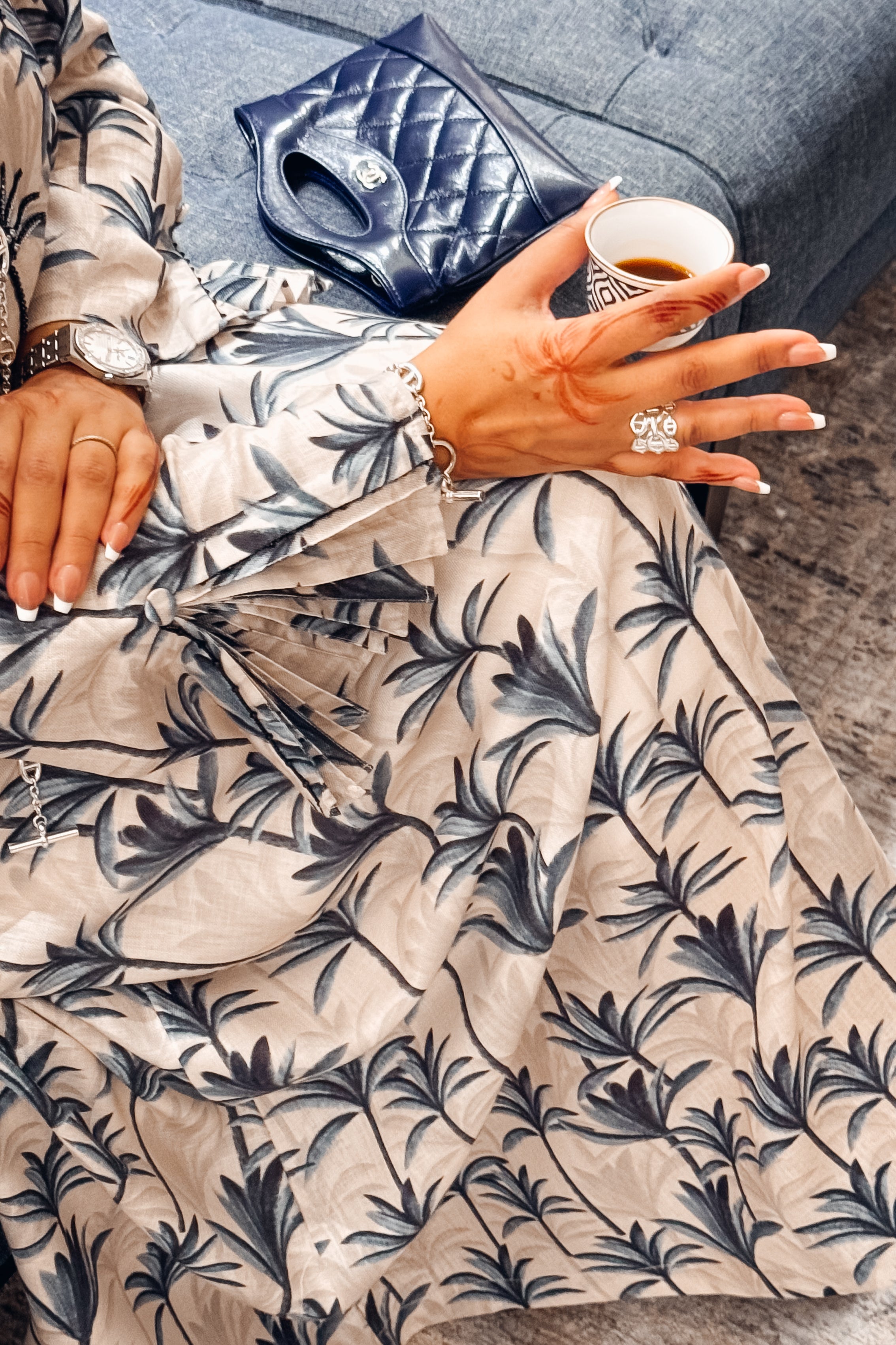 Ready - L110 Palm Beige Pleats Jalabiya