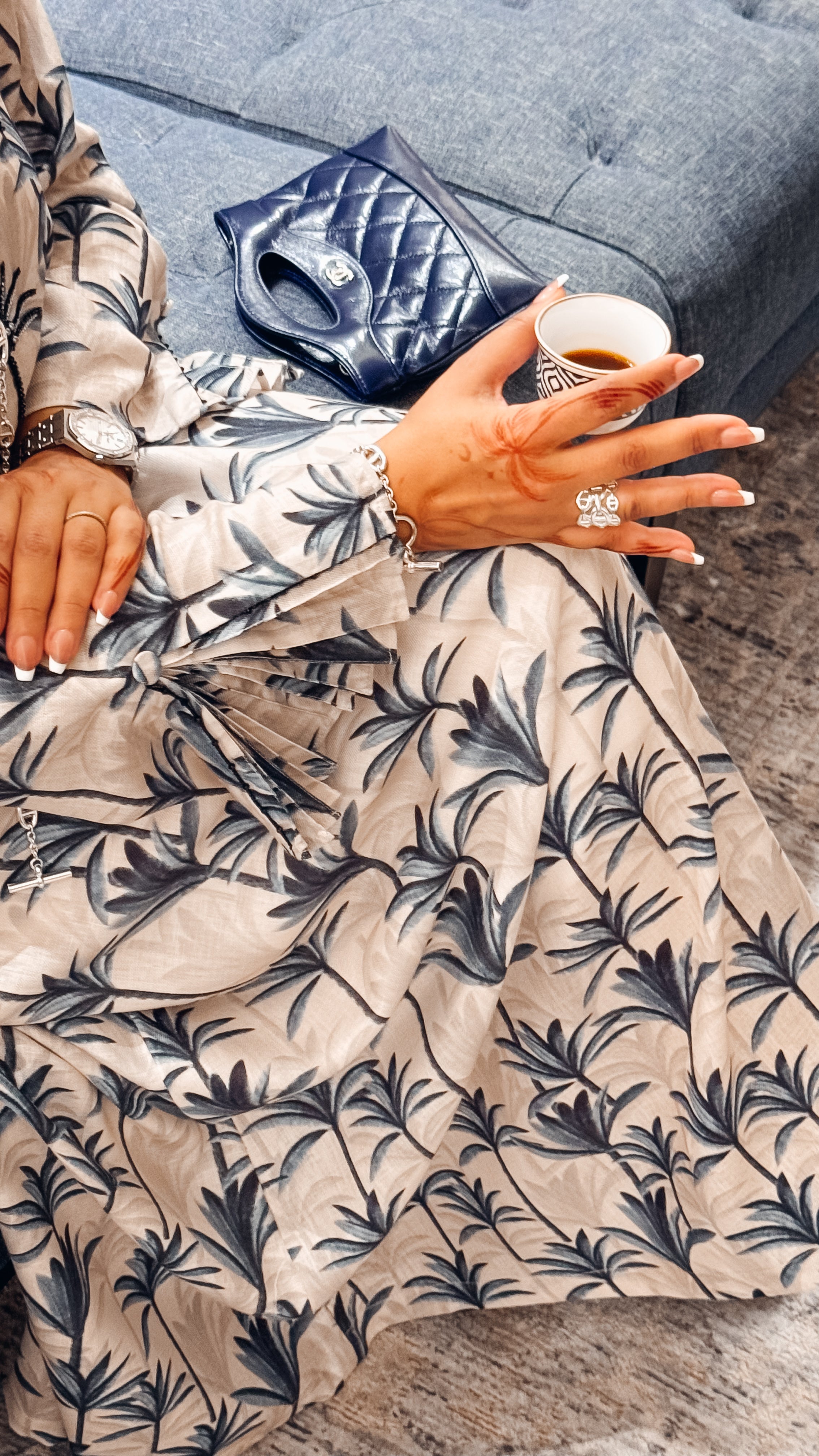 Ready - L110 Palm Beige Pleats Jalabiya