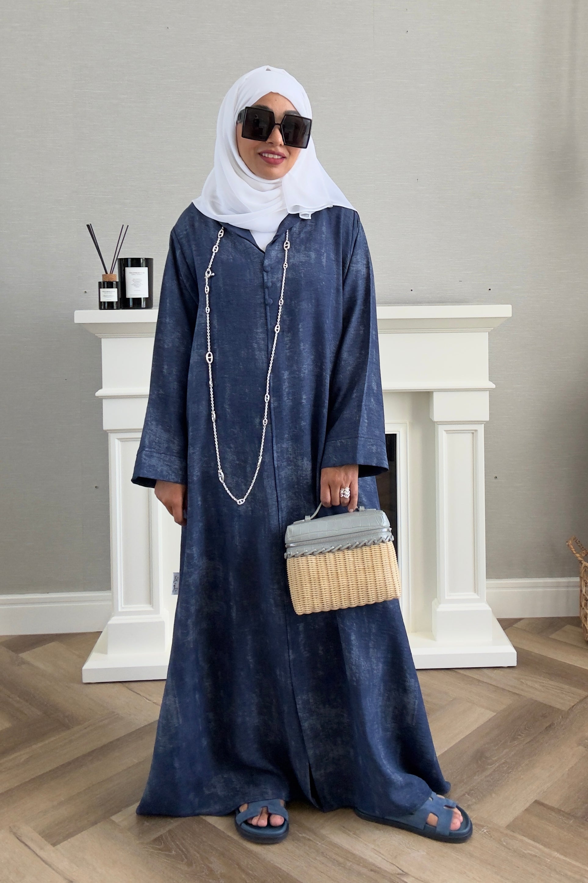 Laila Dress with Belt - Navy Blue