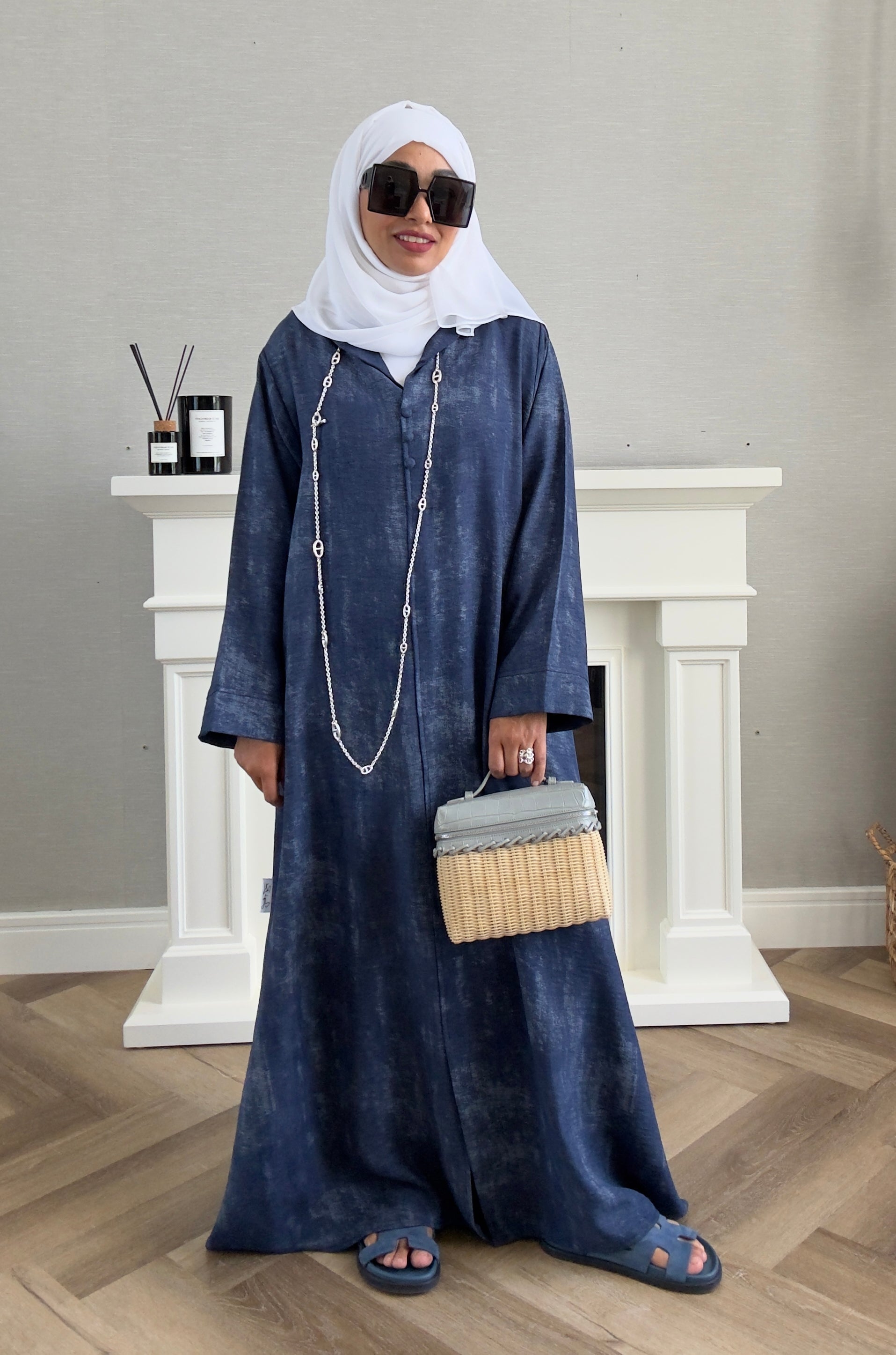 Laila Dress with Belt - Navy Blue