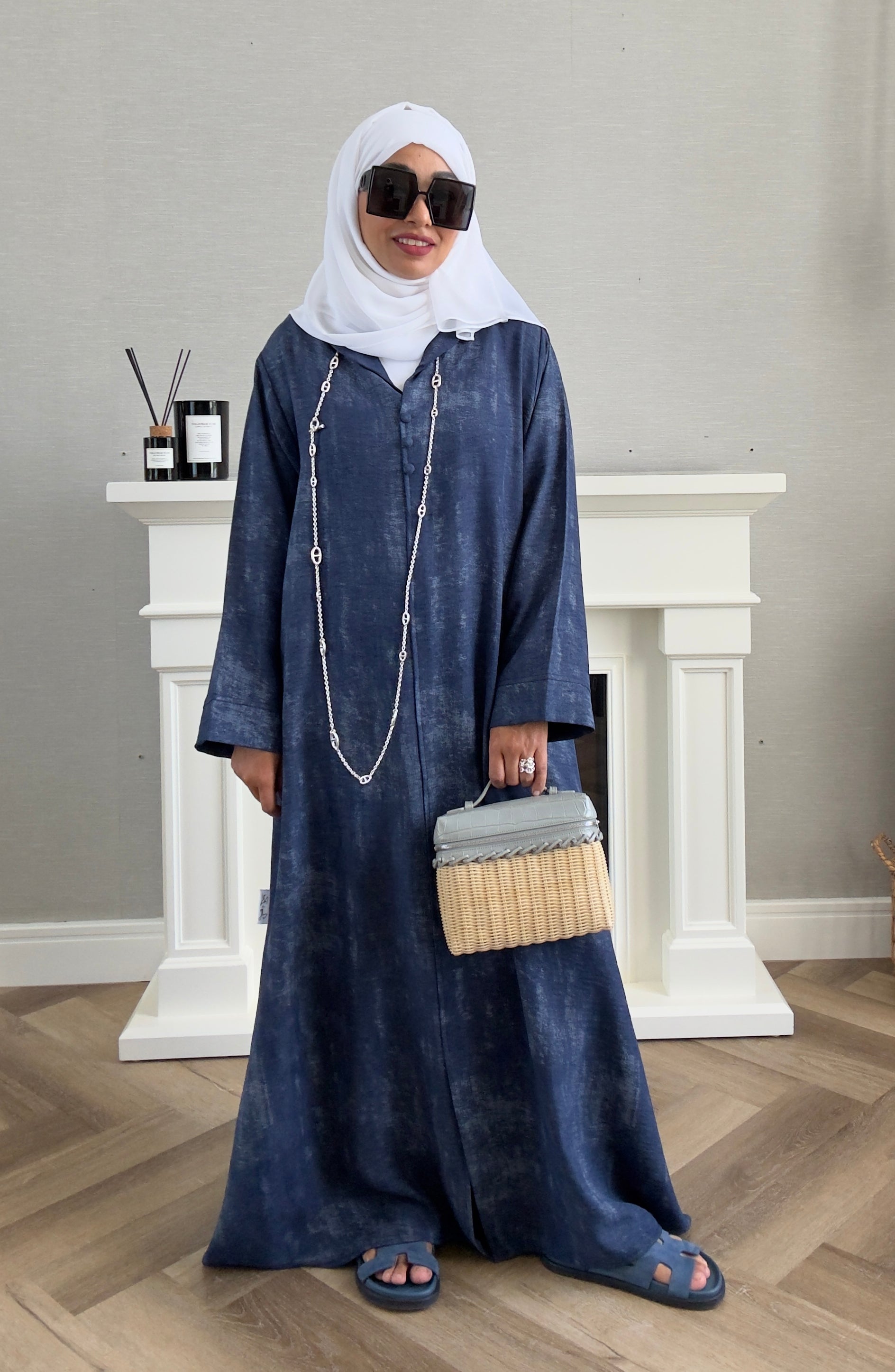 Laila Dress with Belt - Navy Blue