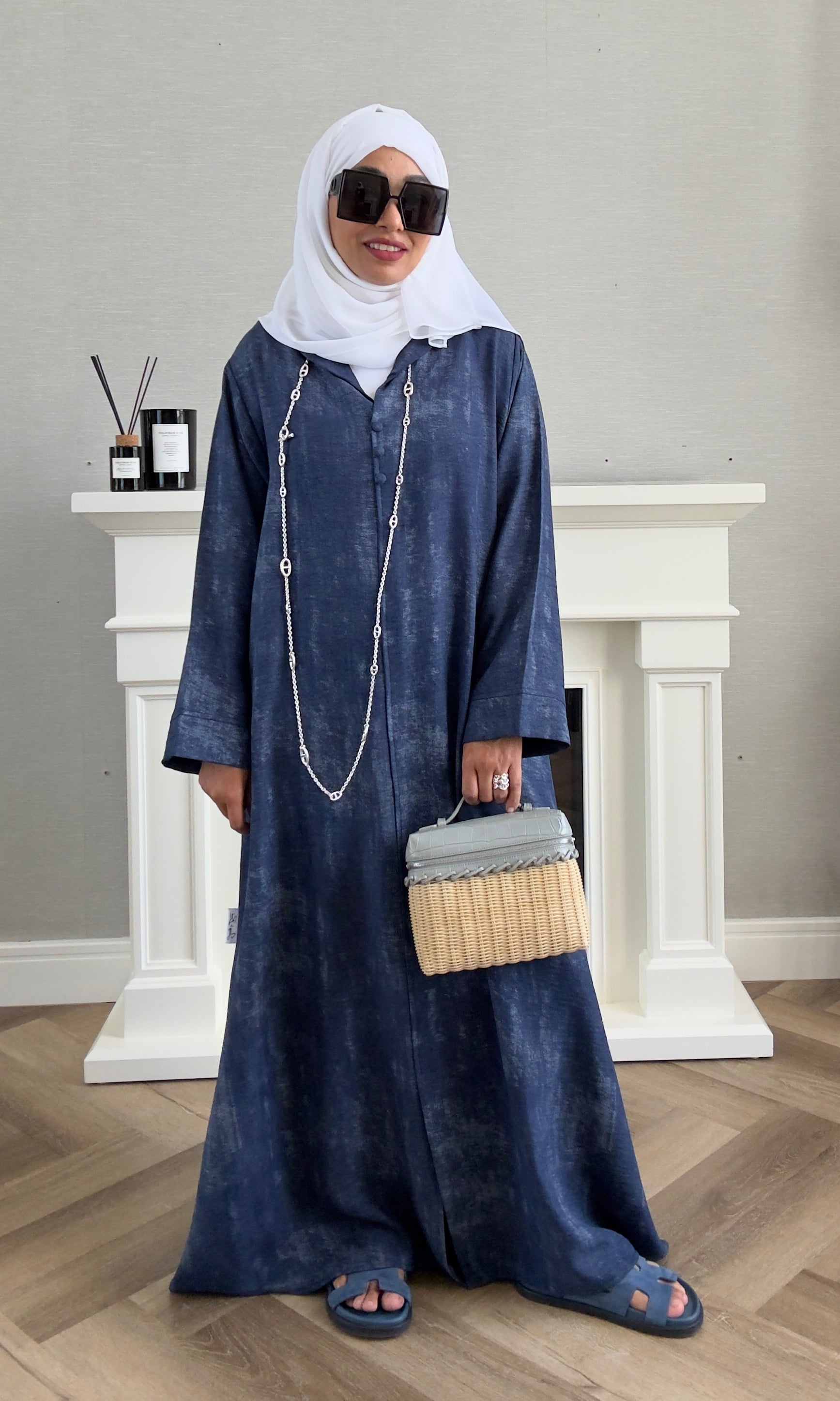 Laila Dress with Belt - Navy Blue