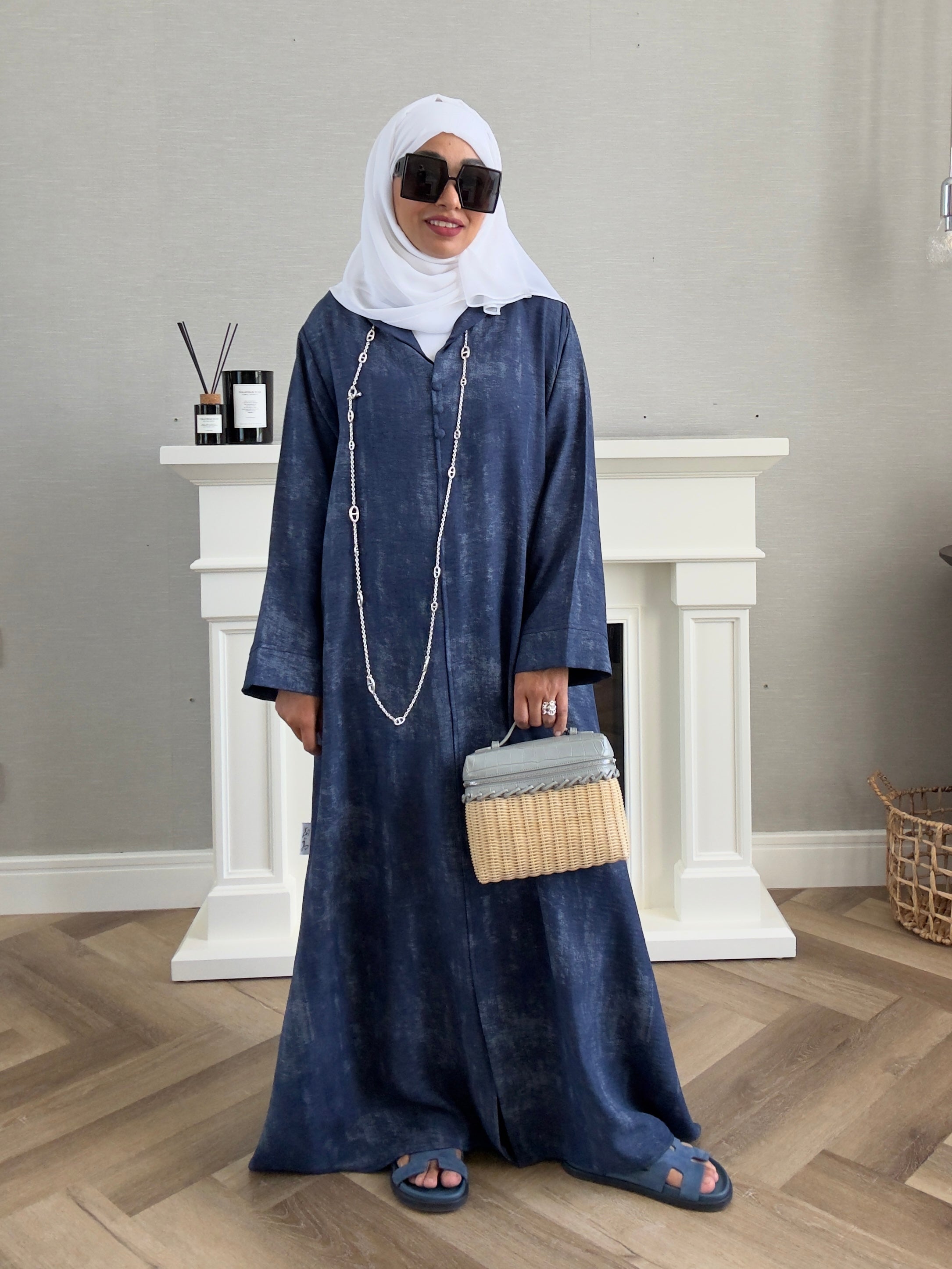 Laila Dress with Belt - Navy Blue