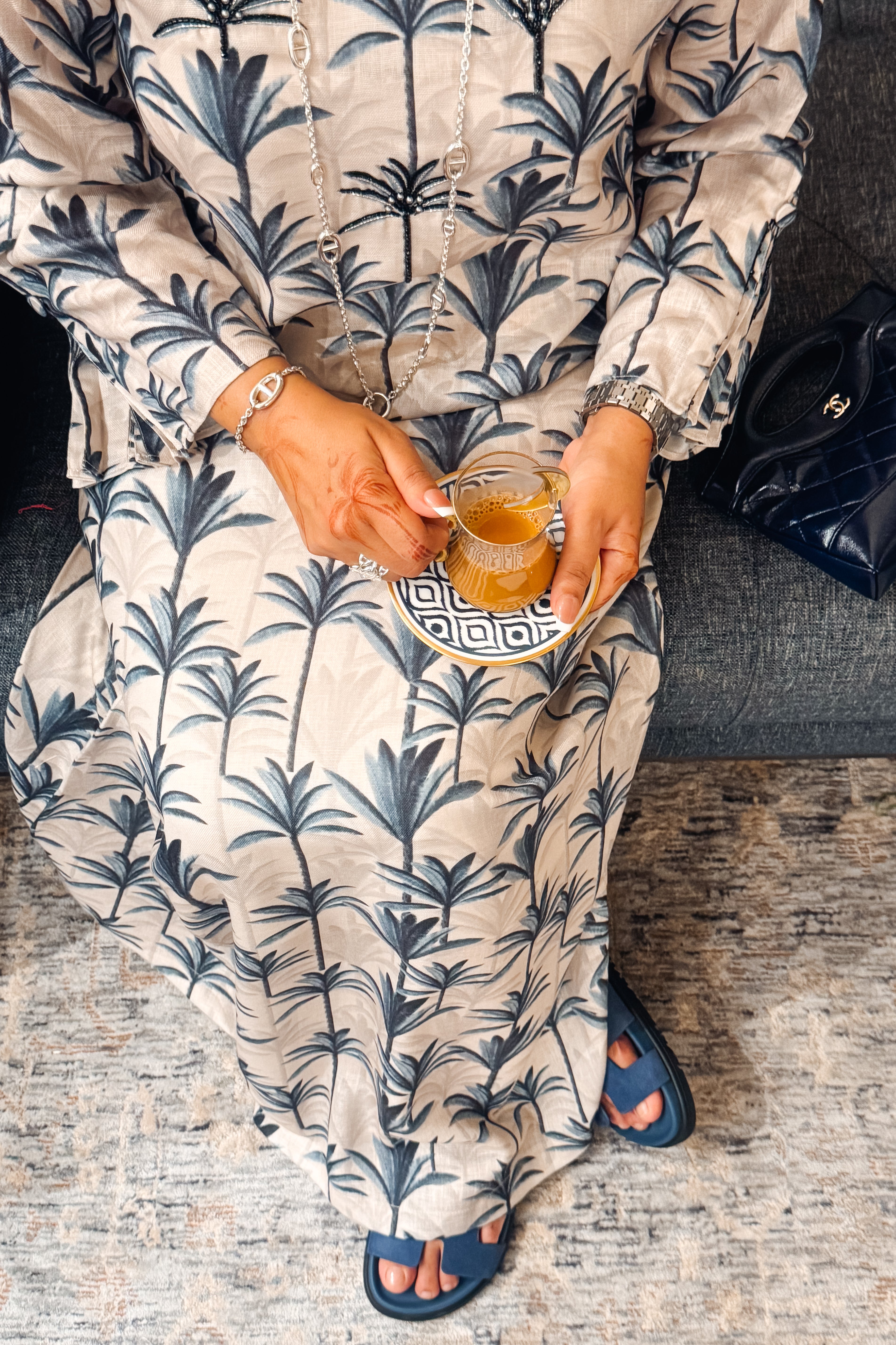 Ready - L110 Palm Beige Pleats Jalabiya