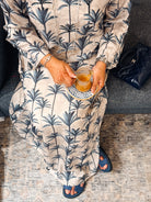 Ready - L110 Palm Beige Pleats Jalabiya