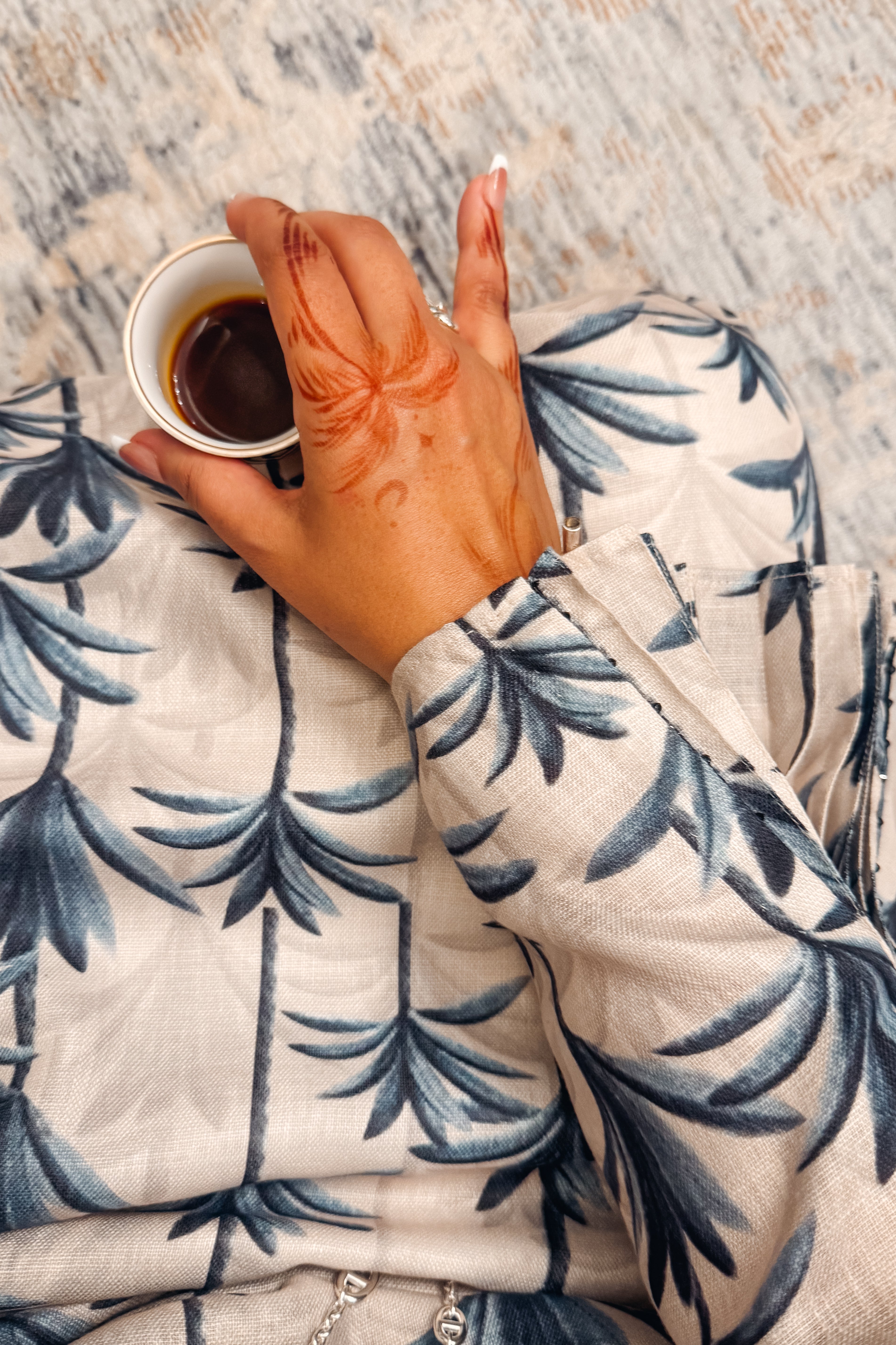 Ready - L110 Palm Beige Pleats Jalabiya