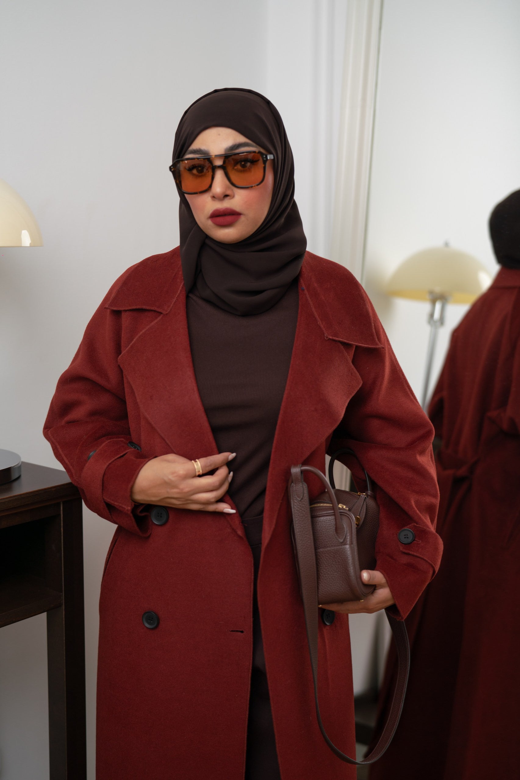 Luxury Maxi Coat - Maroon