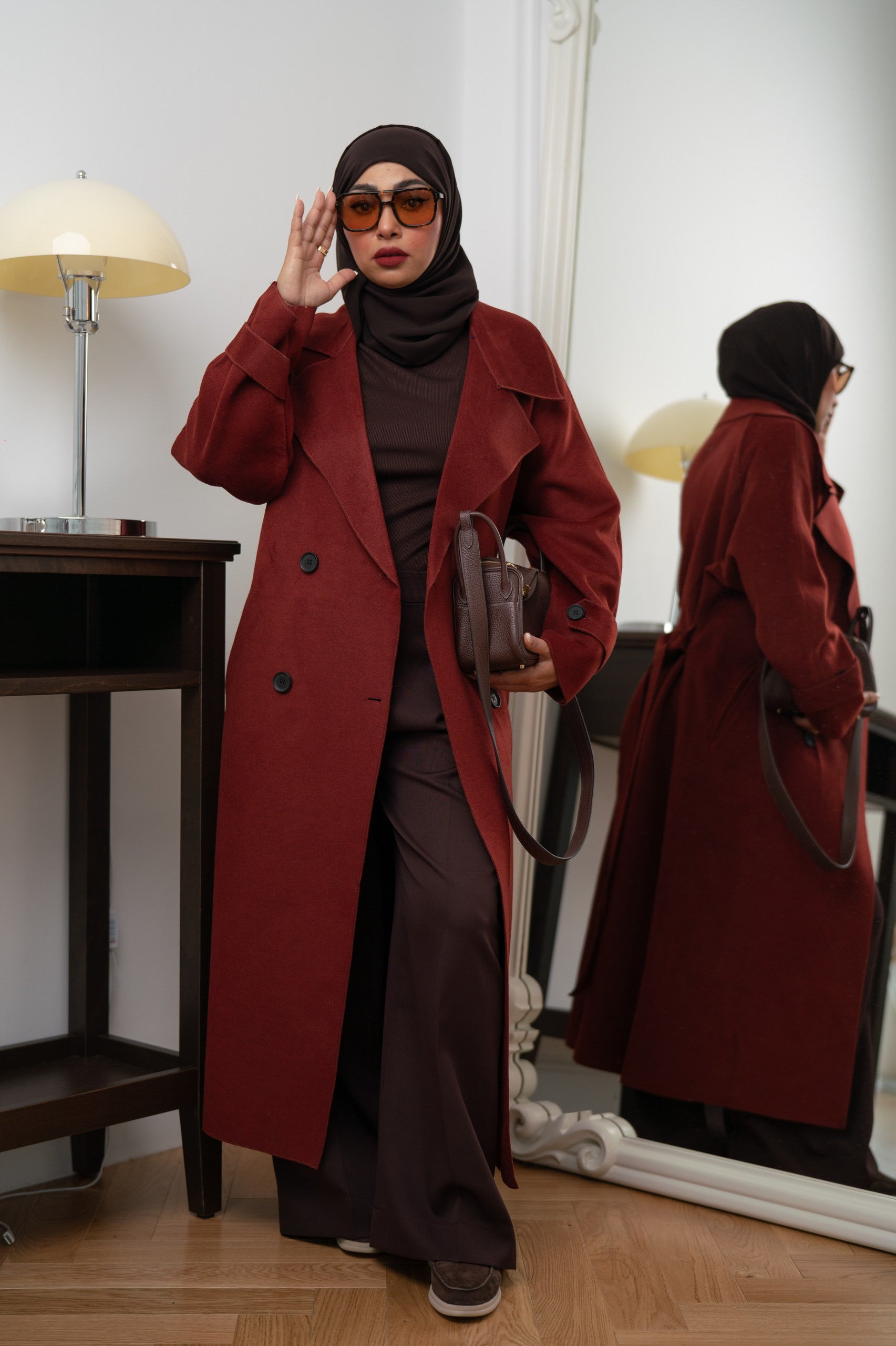 Luxury Maxi Coat - Maroon