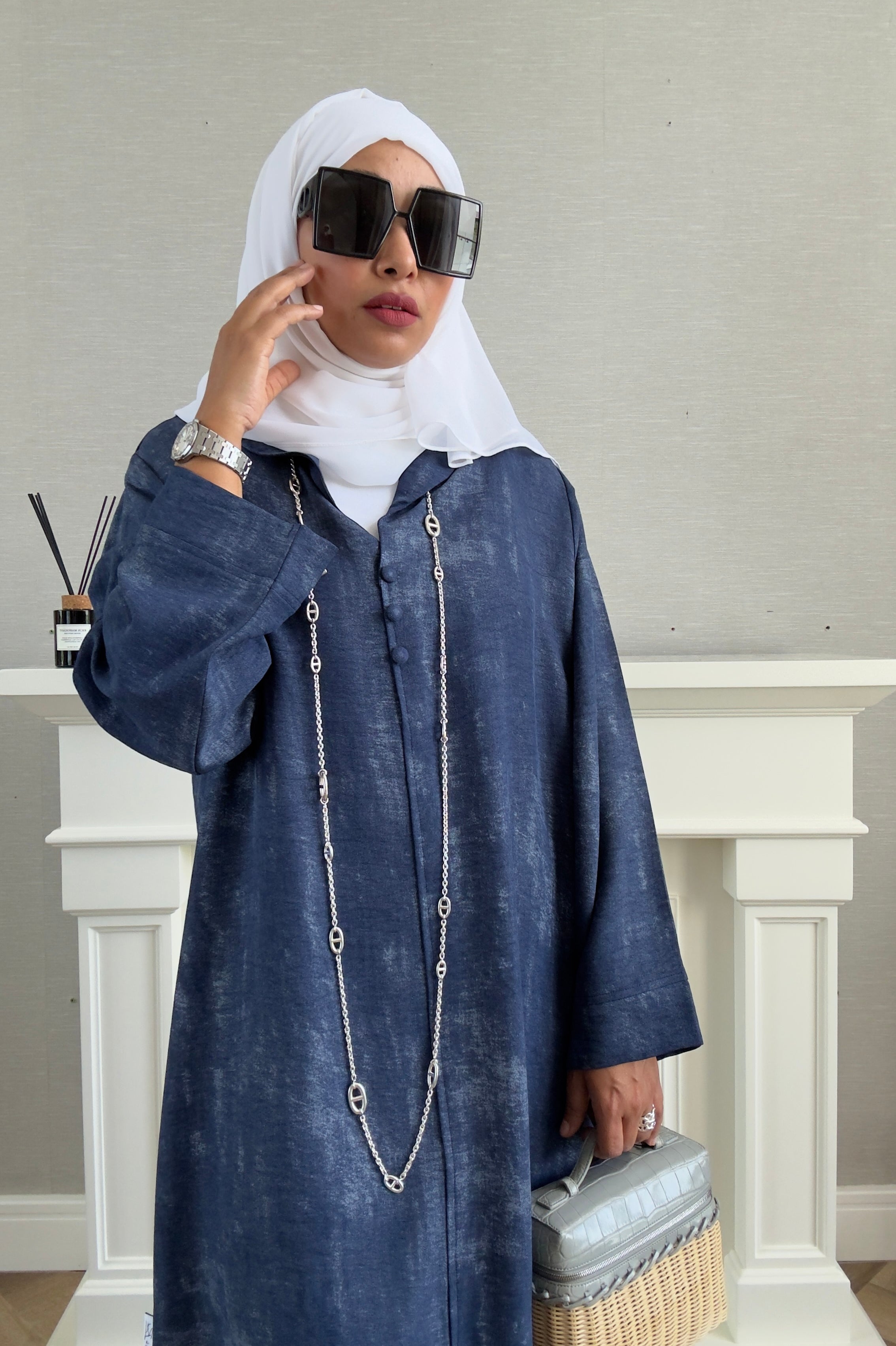 Laila Dress with Belt - Navy Blue