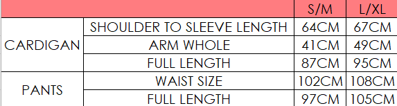Size chart for Greece Suit