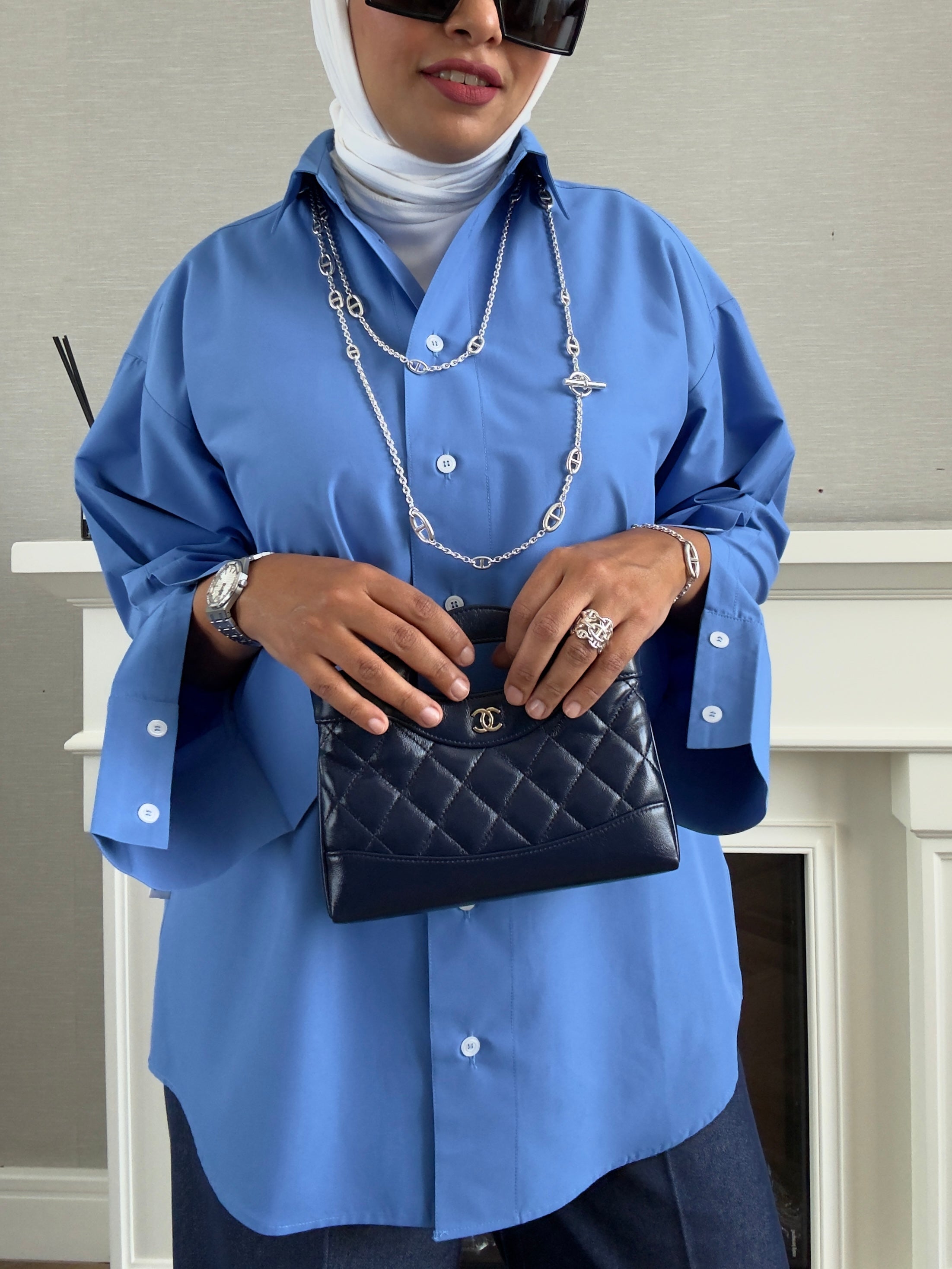 Oversized Poplin Shirt - Blue