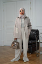 Wide Legs Pleats Pants - Beige