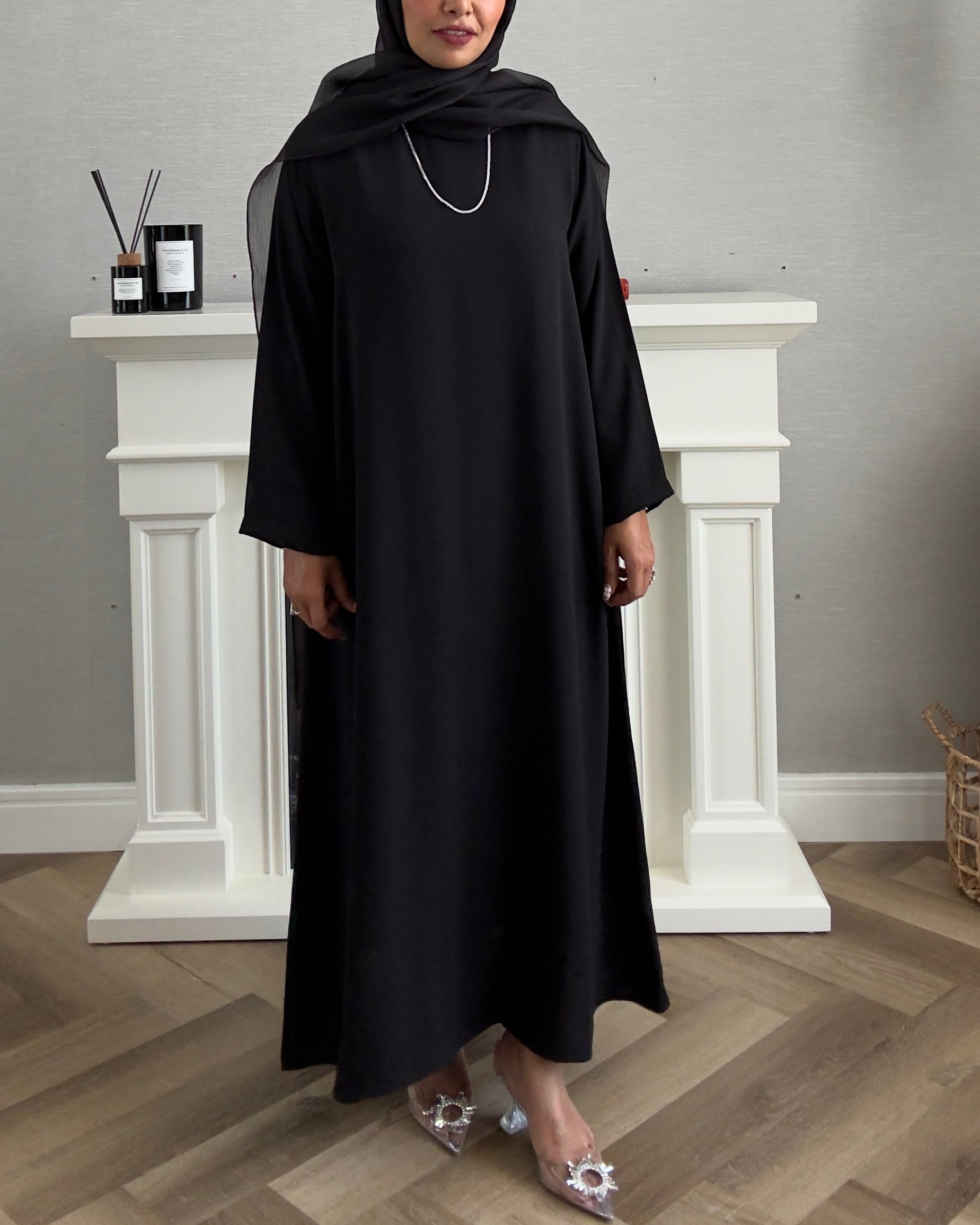 Stars Abaya - 3 PCS with Dress and Scarf - Black