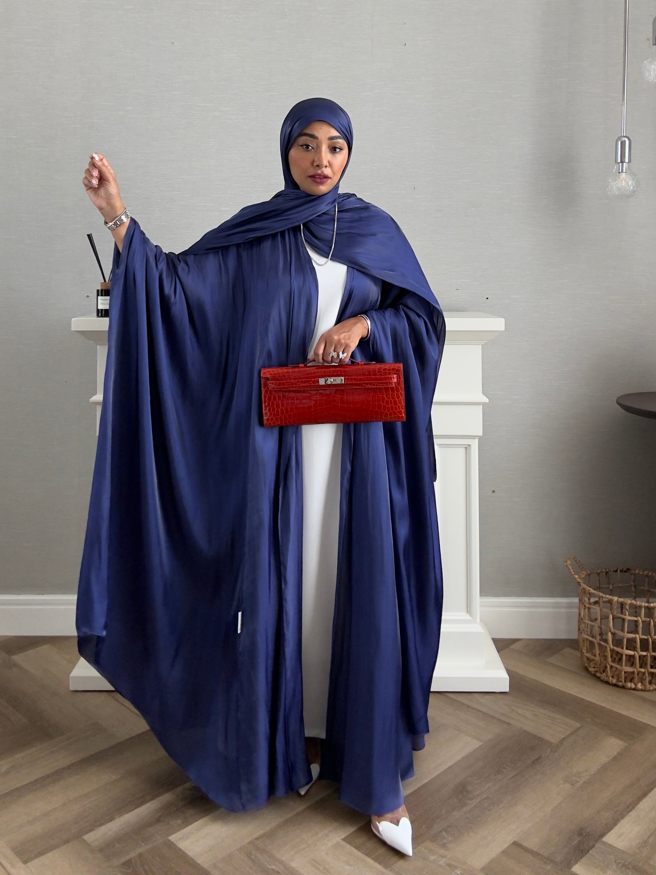 Bling Abaya - 3 PCS with Dress and Scarf - Blue