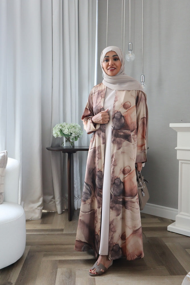 Hessa Abaya With Scarf - Brown