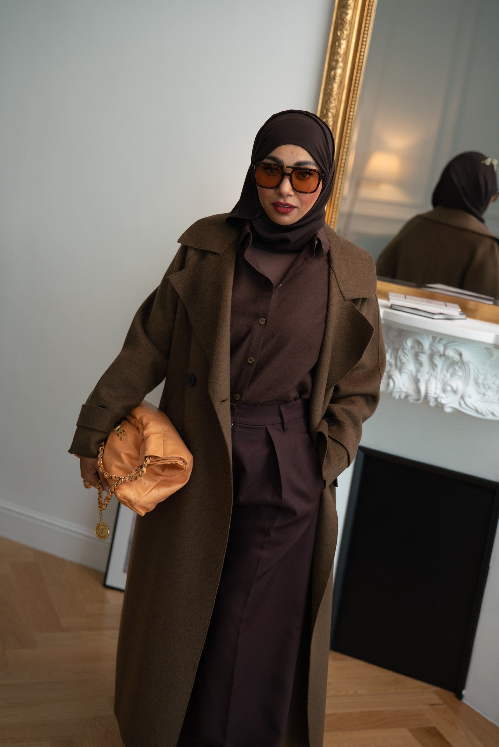 Double pleats trousers - Dark Brown