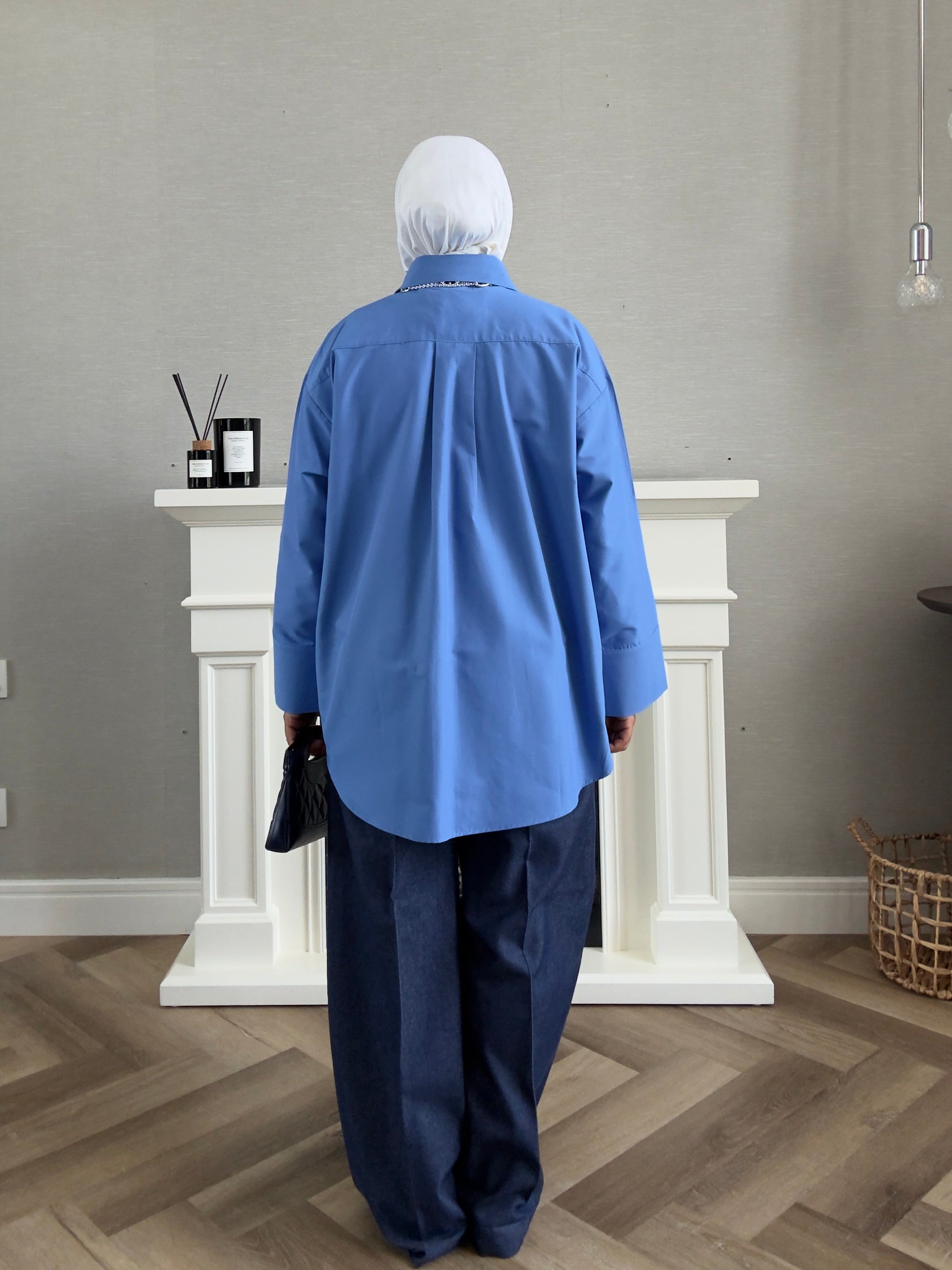 Oversized Poplin Shirt - Blue