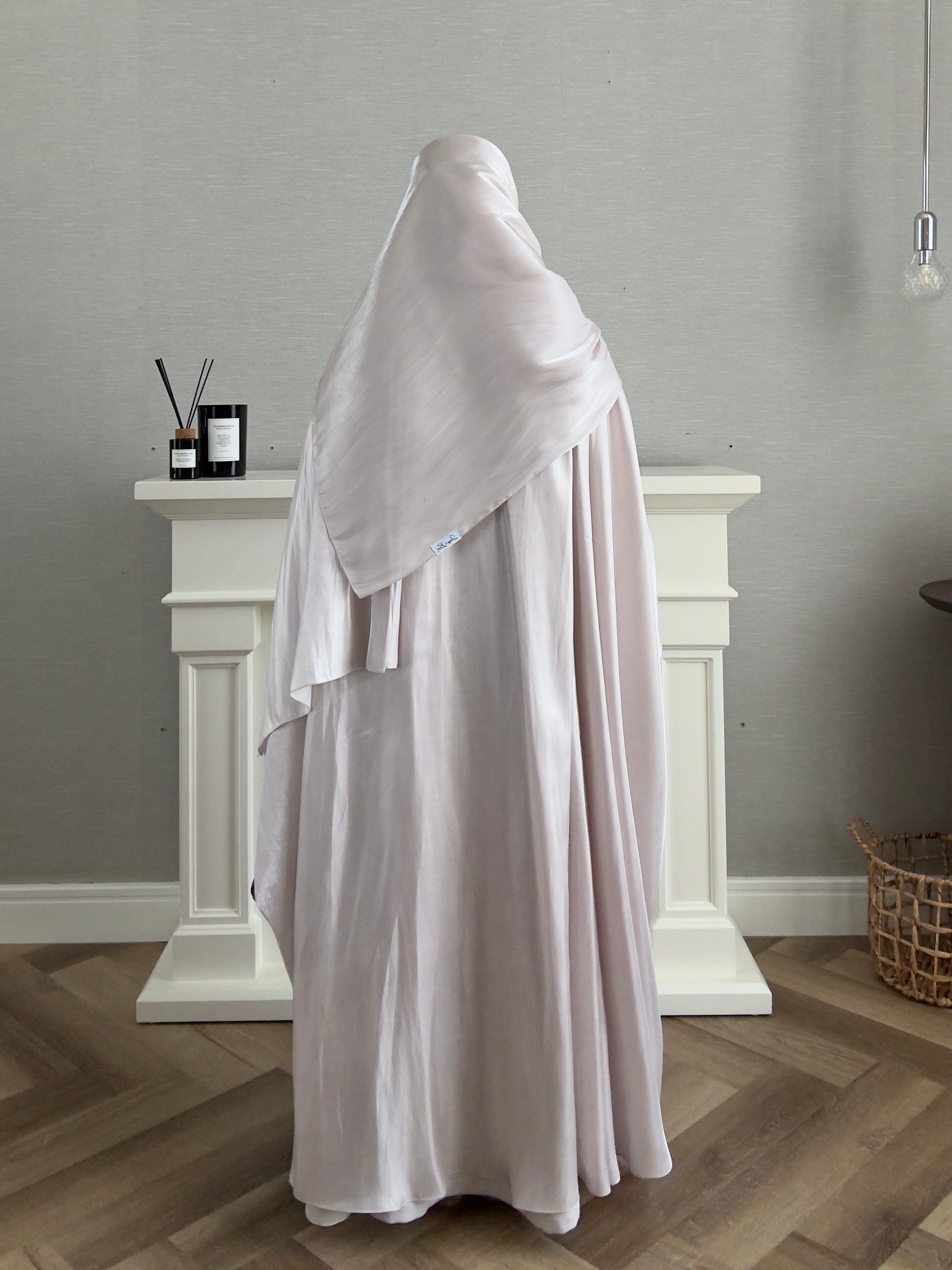 Bling Abaya - 3 PCS with Scarf and Dress - Ivory