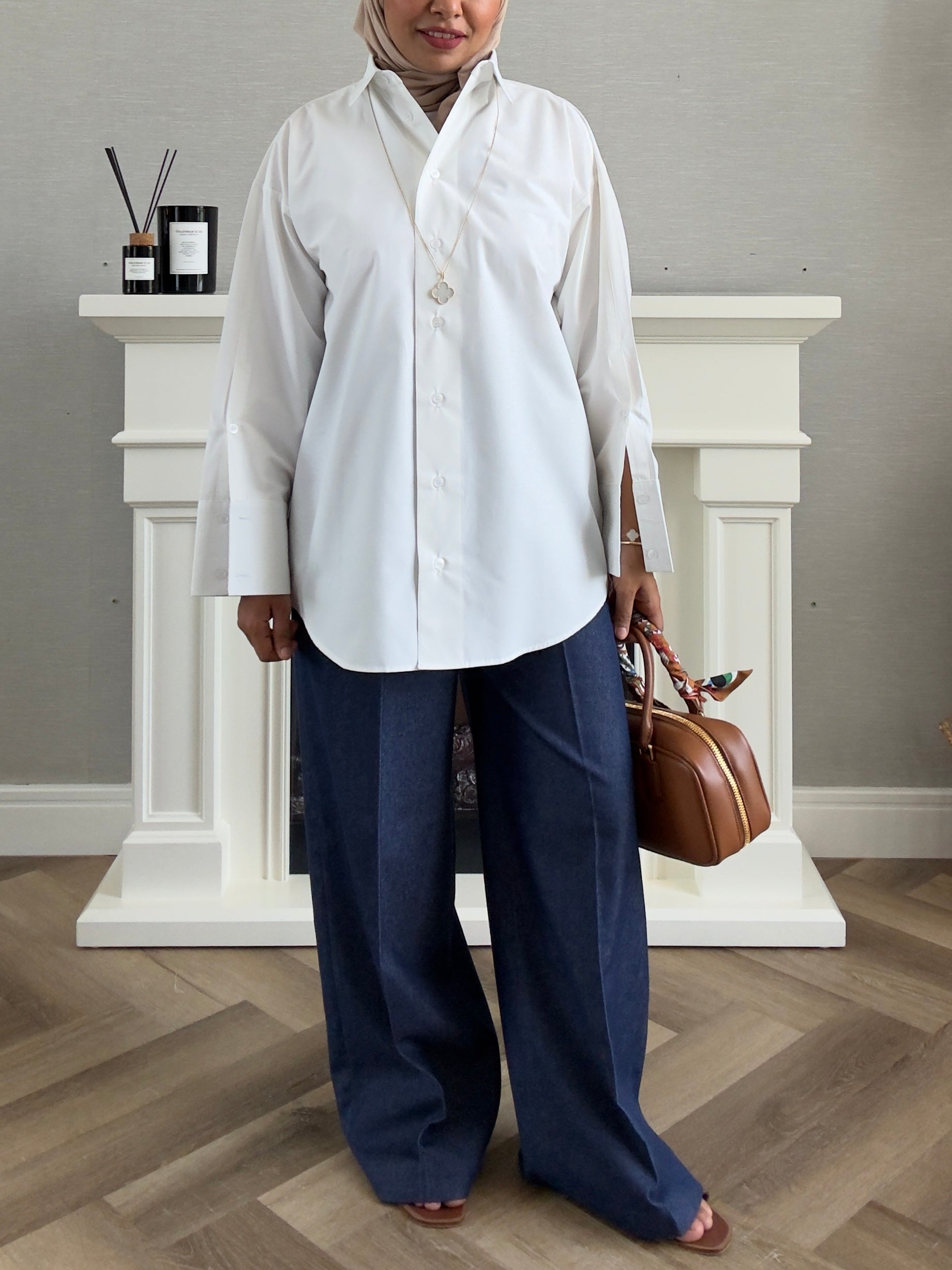 Oversized Poplin Shirt - White