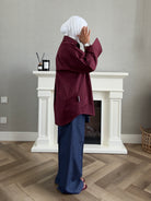 Oversized Poplin Shirt - Maroon