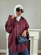 Oversized Poplin Shirt - Maroon