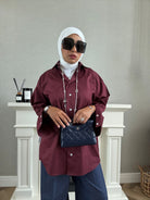 Oversized Poplin Shirt - Maroon