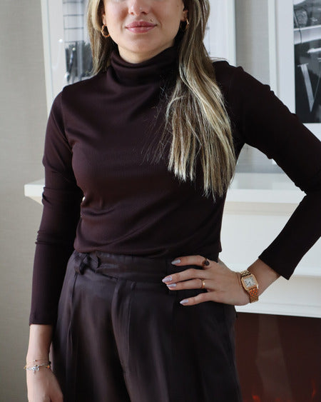 Long Sleeves Basic Top - Brown