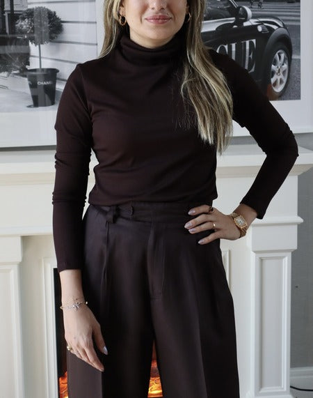 Long Sleeves Basic Top - Brown