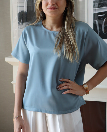 Basic Silk Top - Sky Blue